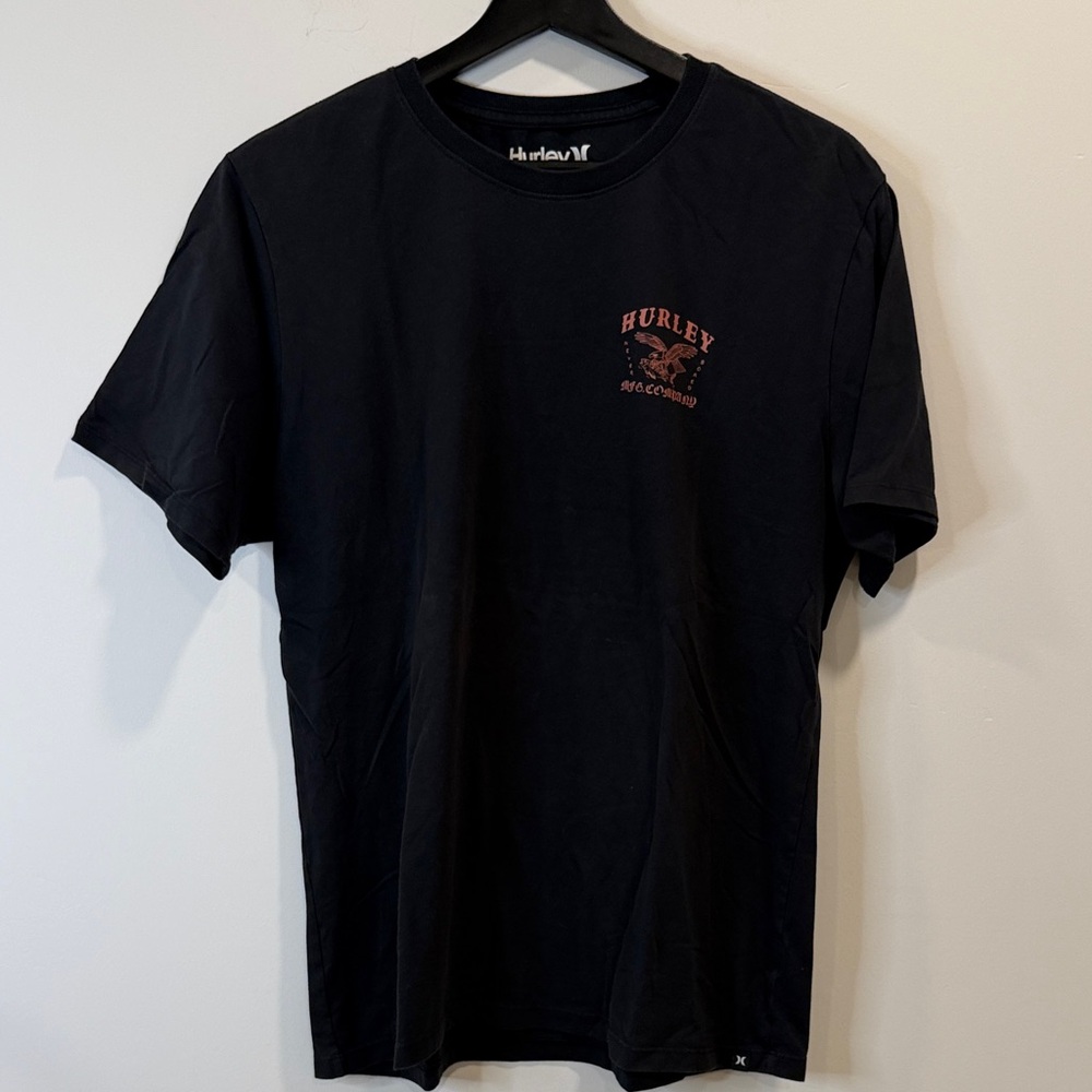 Hurley Black Short Sleeve Tee with Pink Graphic